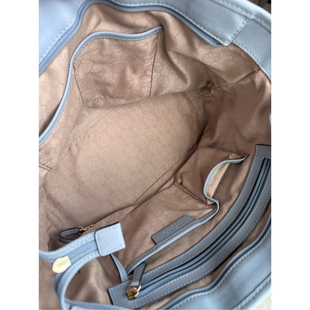Michael Kors ￼Jet Set Medium Soffiano Top Zip Leather‎ Tote Pale Baby Blue - Picture 6 of 9